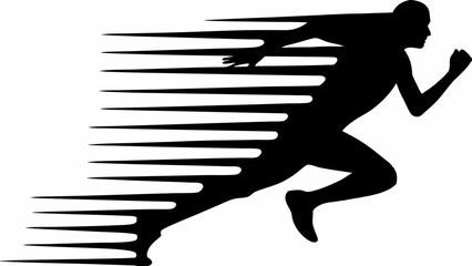 Dynamic runner silhouette sprinting with speed trails, great fitness vector art for marketing and design
