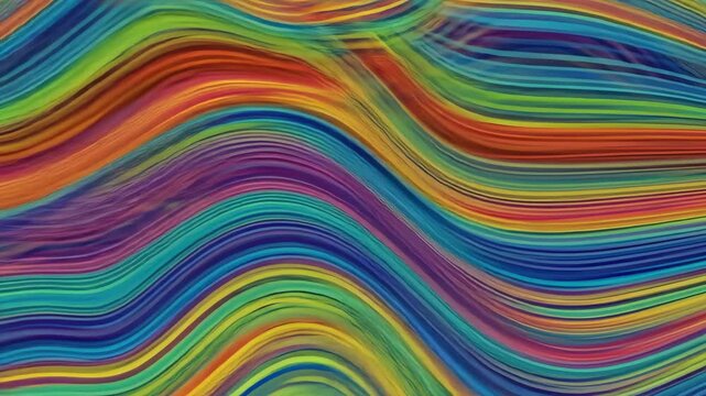 Abstract vibrant colorful fluid lines creating a groovy wavy pattern