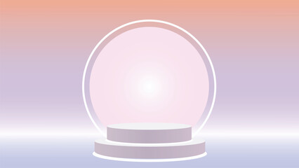 A minimalist podium with a glowing circle against a gradient background