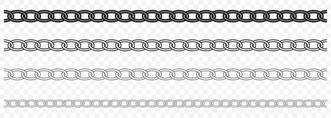 Chain Link Vector Set Bold Silhouette Styles on Transparent Background. EPS 10.