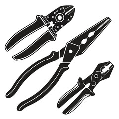 Assorted Pliers Tools Silhouette Collection hand tool