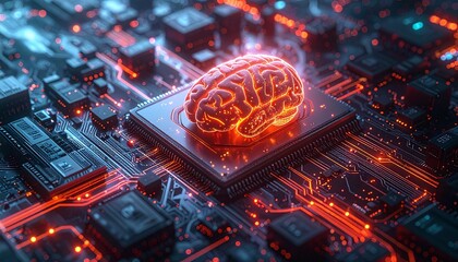 Artificial Intelligence Mind. Conceptual Digital Brain. AI Mind Digital Concept. 