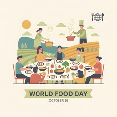 Celebrating World Food Day Together A Diverse Family Gathers for a Meal Outdoors