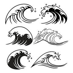 Stylized Wave Illustrations water ocean