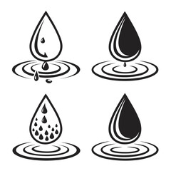 Water Drop Icons With Ripples droplet liquid