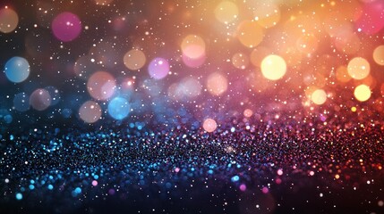 Abstract Festive Glitter Background with Sparkling Lights and Bokeh Effect