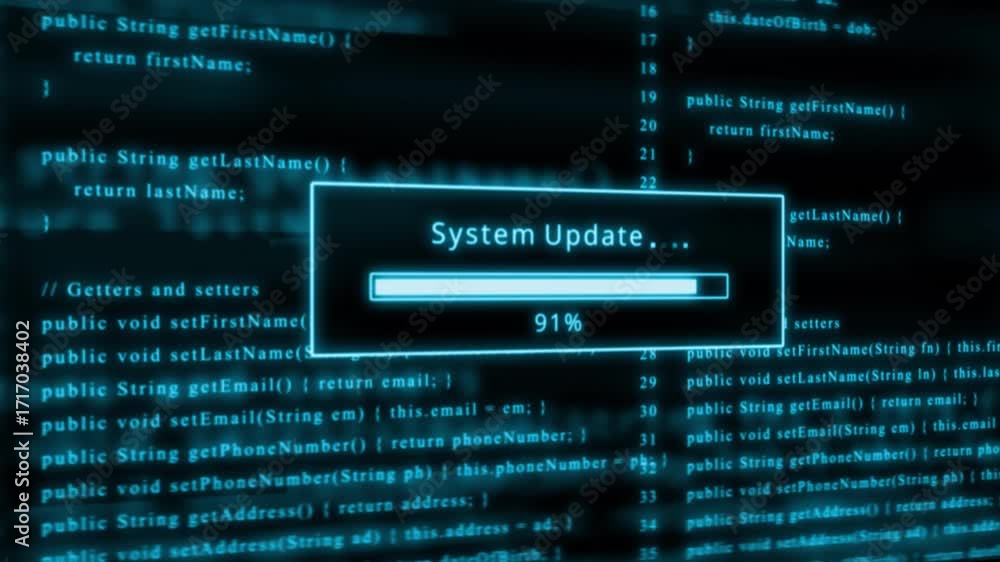 Aufkleber computer screen displaying system update progress bar with code in background keywords: computer, sc