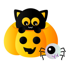 Pumpkins cute with cat 