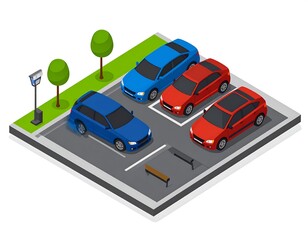Naklejka premium Isometric parking lot with cars