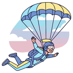 Skydiving adventure with parachute and person in the air.