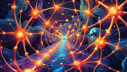 Vibrant neural network tunnel of light and energy