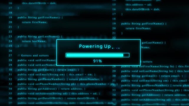 Cyan Powering Up Progress Bar Overlapping Computer Code loading programming