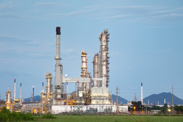 Oil gas refinery plant in Thailand. May called petroleum, production or petrochemical plant. Industrial factory with engineering technology. Processing for fuel, power energy for global business.