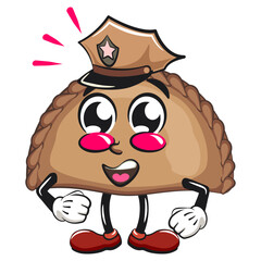 cute empanada mascot character vector illustration as a policeman, work of hand drawn