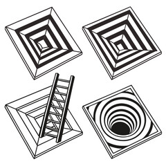 Four Square Openings With Optical Illusions And Ladder