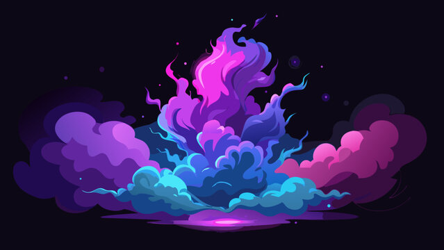 A vibrant cloud formation with pink and blue hues art