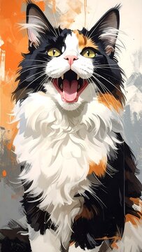 Playful Tricolor Cat Portrait.