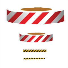 Obraz premium Red white and yellow black warning tape rolls and strips