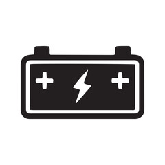 Battery Charging Icon, Vector Glyph Symbol with Lightning Bolt for Power and Energy Status
