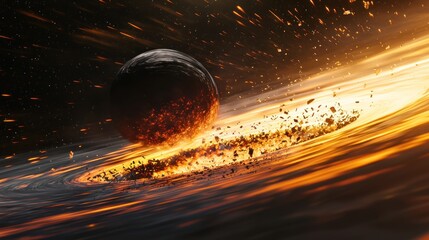 Cosmic Collision: Planet's fiery destruction in a mesmerizing galactic event