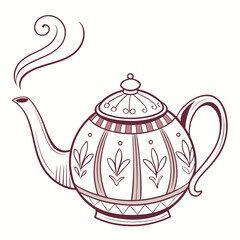 Decorative Teapot with Steam Swirls hot beverage
