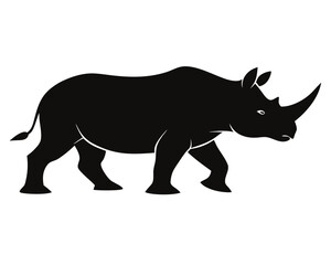 Rhino walking silhouette vector  isolated on white background