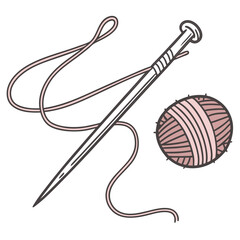 Knitting Needle and Ball of Yarn with Thread Keywords: knitting, yarn, needle, thread, craft