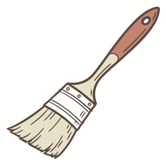 Paint brush with brown and beige handle illustration Keywords: paint brush, paintbrush, tool