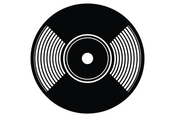 Abstract Vinyl Record Icon Black and White Illustration for Music Designs and Retro Themes