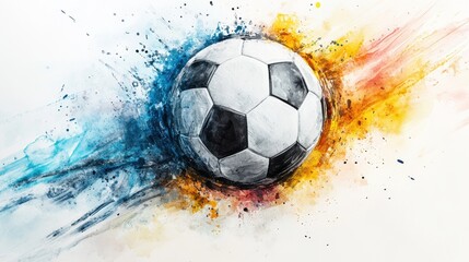 Fototapeta premium Soccer ball in motion captured in artistic studio setting