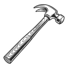 Wood Grain Claw Hammer Illustration Keywords: hammer, claw hammer, tool, carpentry, construction