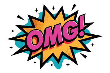 Fototapeta premium Bright Comic Book Explosion with the Word OMG! Design in Pink and Yellow