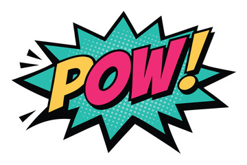 Fototapeta premium Bright Comic Book POW! Speech Bubble with Turquoise, Pink, and Yellow Colors