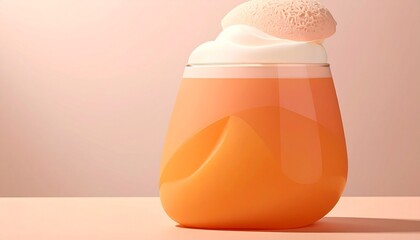 Peach Cocktail with Whipped Cream and Pink Marshmallow