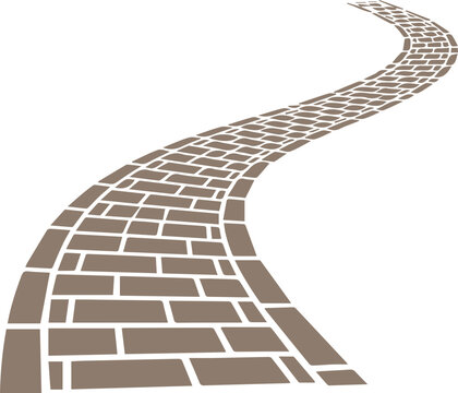 Winding brick path leads to bright future, symbolizing journey and opportunity