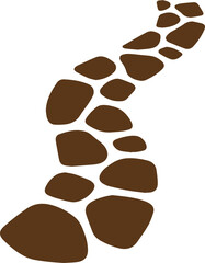 Dynamic winding path of textured brown stones creating a natural trail