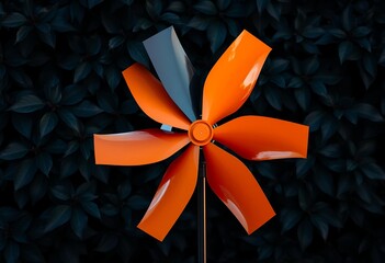 orange flower on black background