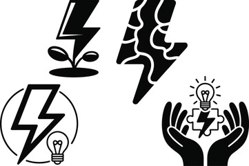 Discover innovative energy solutions with these modern and eco-friendly lightning bolt icons