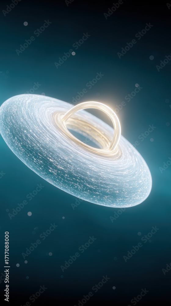 Poster gravity, futuristic representation of a ufo surrounded by stars in a cosmic setting.