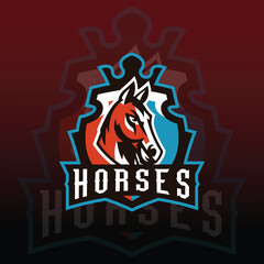 Tringle horse head esports gaming logo vector template gaming logo