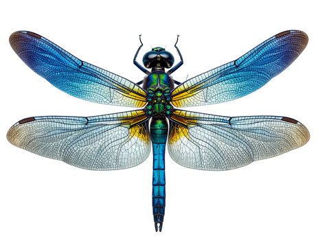  Blue Dasher Dragonfly in Mid-Flight with Delicate Wing Detail PNG
