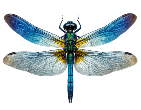  Blue Dasher Dragonfly in Mid-Flight with Delicate Wing Detail PNG
