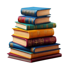 3d books stack. Education, learning, studying and information concept. Realistic 3d high quality render isolated on white and transparent background