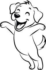 Fototapeta premium illustrator of cute happy dog is standing vector outline