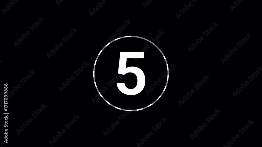 Fototapete 10 seconds countdown timer with white circle countdown animation and white number countdown on black