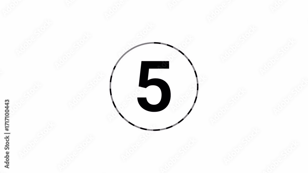 Poster countdown animation from 10 to 0 second. on transparent background with alpha channel a classic holl