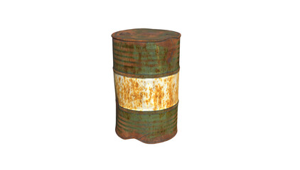 Naklejka premium rusty metal barrel in transparent background