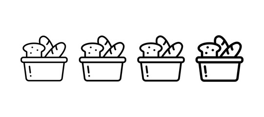 Fototapeta premium Bread Basket Multiple Line Icon Element