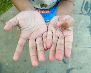 little girl and her hands