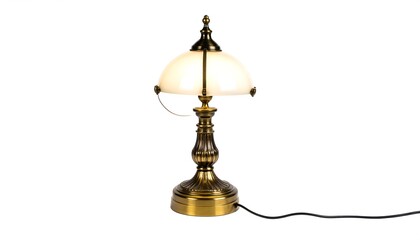 Antique Brass Table Lamp with Glass Shade.